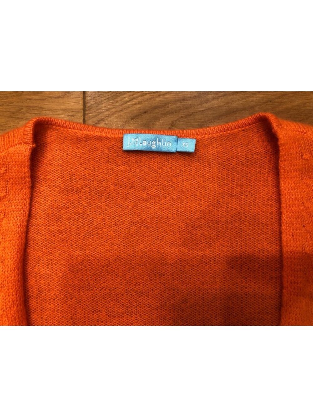 J McLaughlin 100% Cashmere Open Front Orange Cardigan Sweater Size XS - Picture 5 of 8